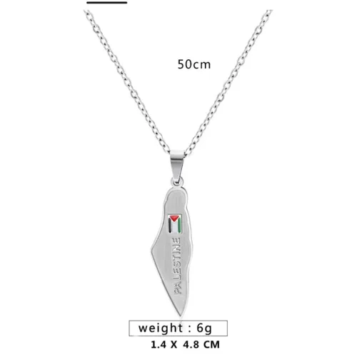 Palestinian Flag Map Necklace - Natural Palestinian soda